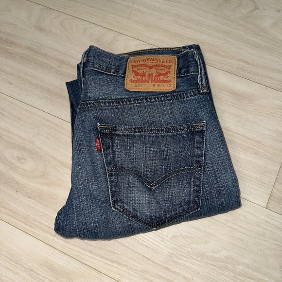 Levis 527 Jeans Mens 30x32 Blue Denim Straight Leg Bootcut Cowboy Western Rodeo - Picture 1 of 9
